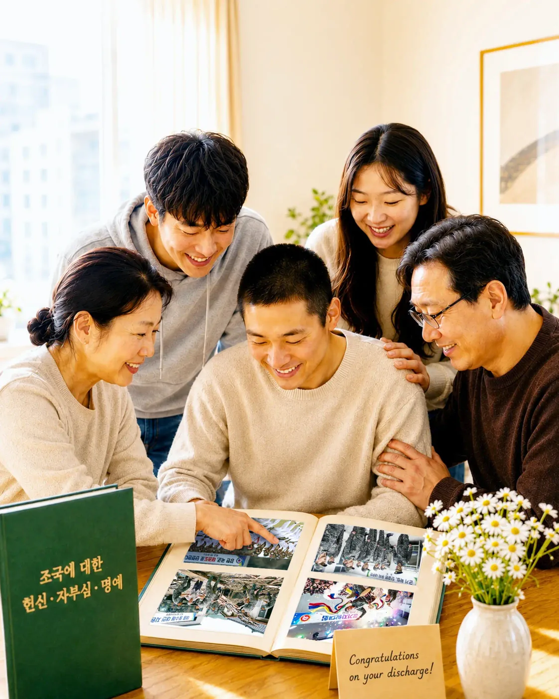 전역한 아들과 완성된 기록을 함께 보는 가족